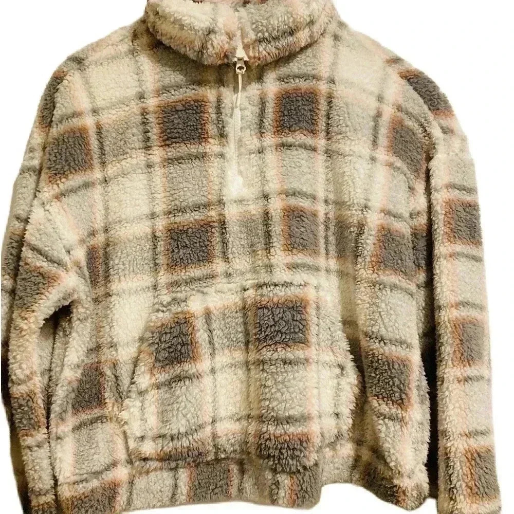 Pink Rose Girl’s Fleece Quarter Zip Sweatshirt Pullover Sweater Sz. Large NWOT